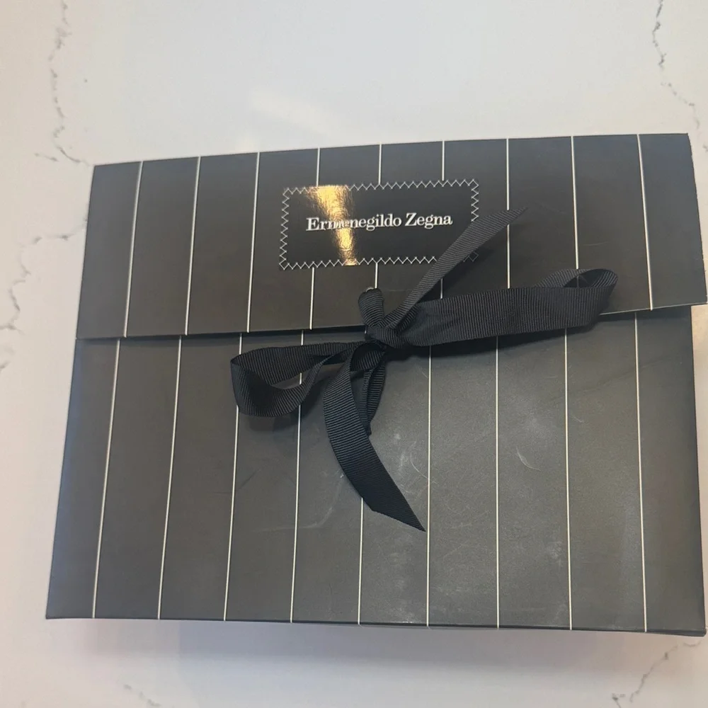 Ermenegildo Zegna Reversible Leather Belt Black & Grey Silver Buckle NWT - Picture 7 of 8